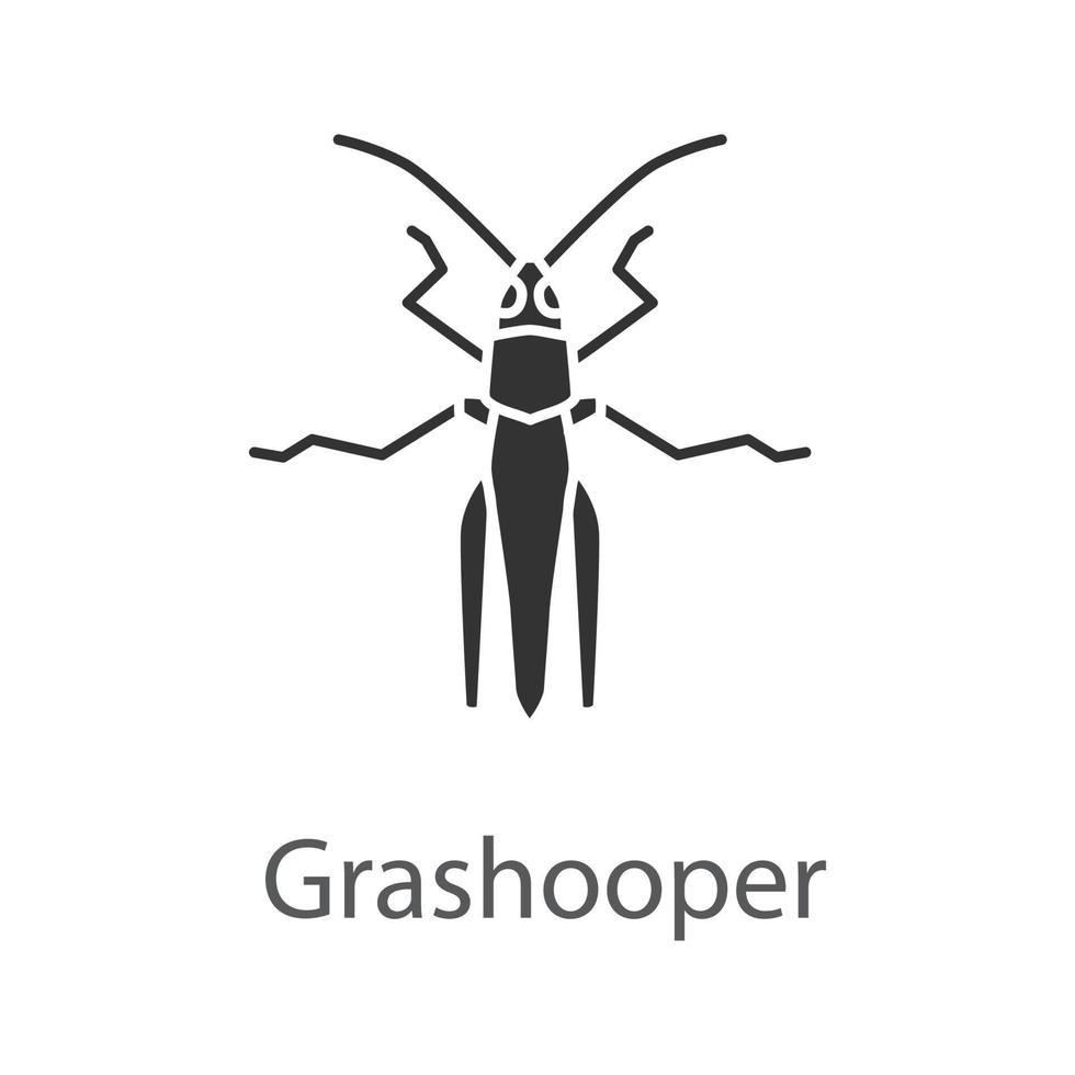 Grashüpfer-Glyphe-Symbol. Insektenpest. Heuschrecken. Silhouettensymbol. negativer Raum. vektor isolierte illustration