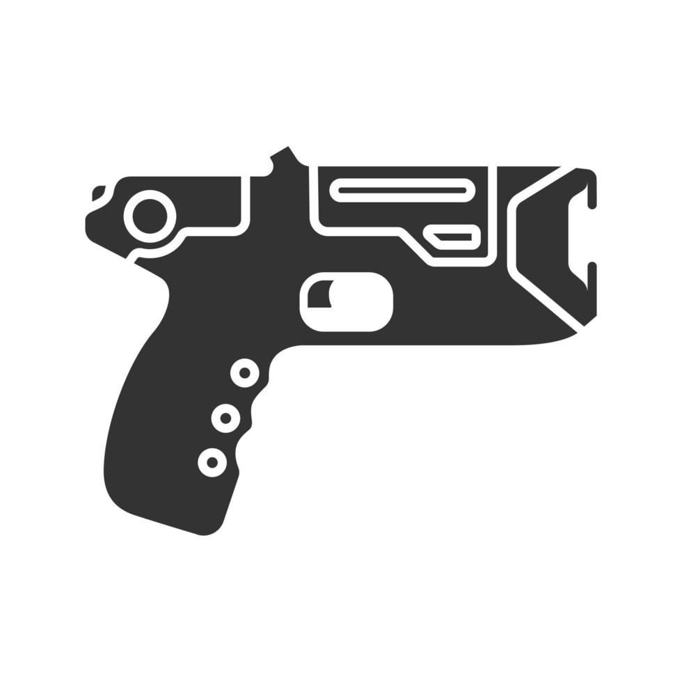 taser glyfikon. invalidiserande pistol. elektrochockvapen. siluett symbol. negativt utrymme. vektor isolerade illustration