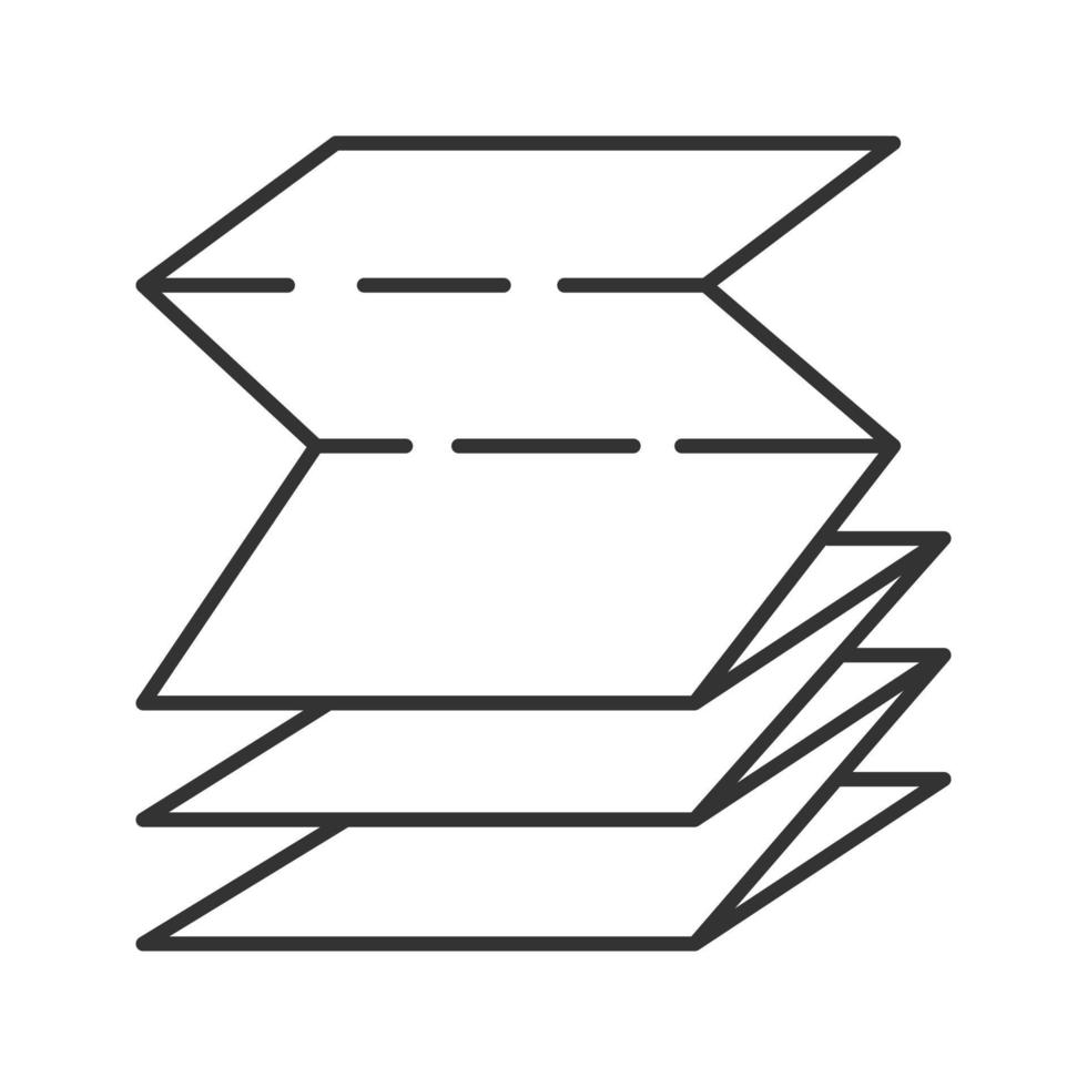 Lineares Symbol für gefaltete Papierbroschüre. dünne Liniendarstellung. leere Broschüre. Kontursymbol. Vektor isoliert Umrisszeichnung