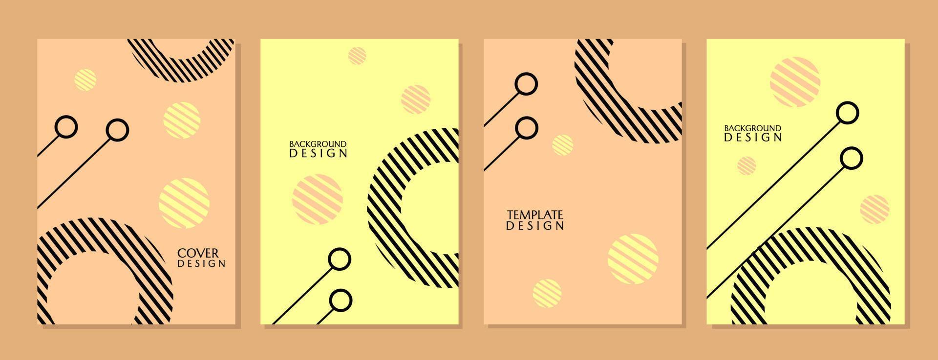 uppsättning av trendiga och minimala omslagsdesigner i geometrisk stil. brun bakgrund med cirkelelement. för omslag, broschyrer, presentationer vektor