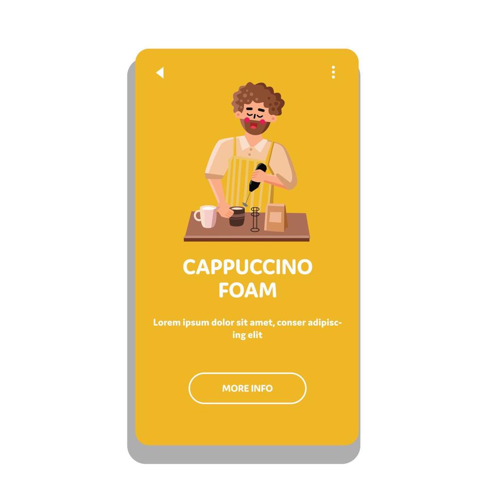 cappuccino skum gör barista med verktyg vektor