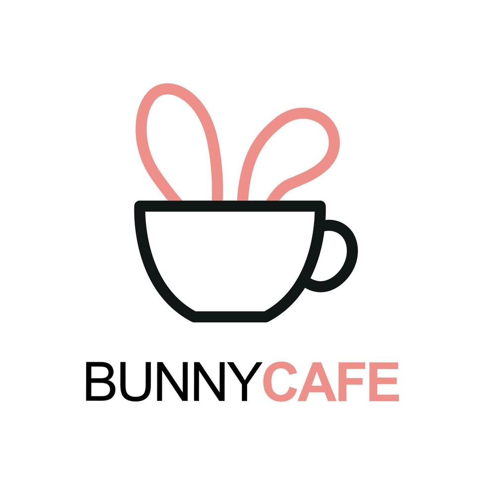 bunny café logotyp vektor ikon illustration