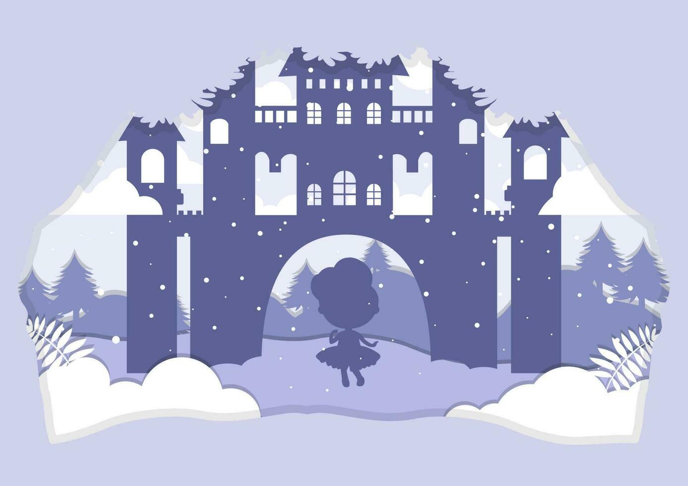 Märchenschloss-Silhouette mit Prinzessin vektor