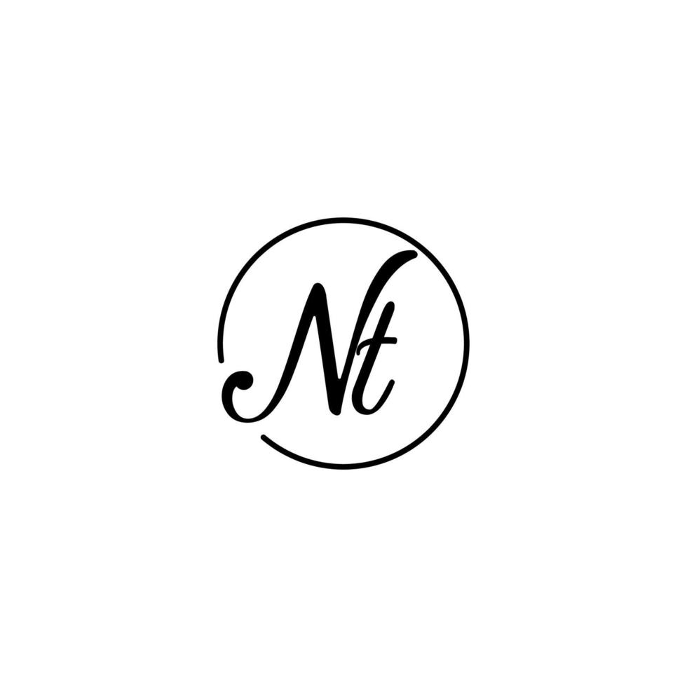nt circle initial logotyp bäst för skönhet och mode i djärvt feminint koncept vektor