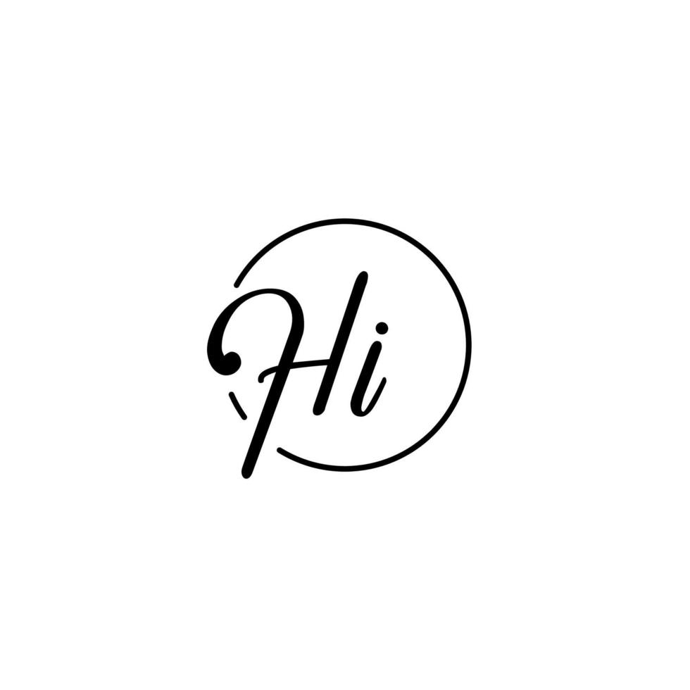 hi circle initial logotyp bäst för skönhet och mode i djärvt feminint koncept vektor