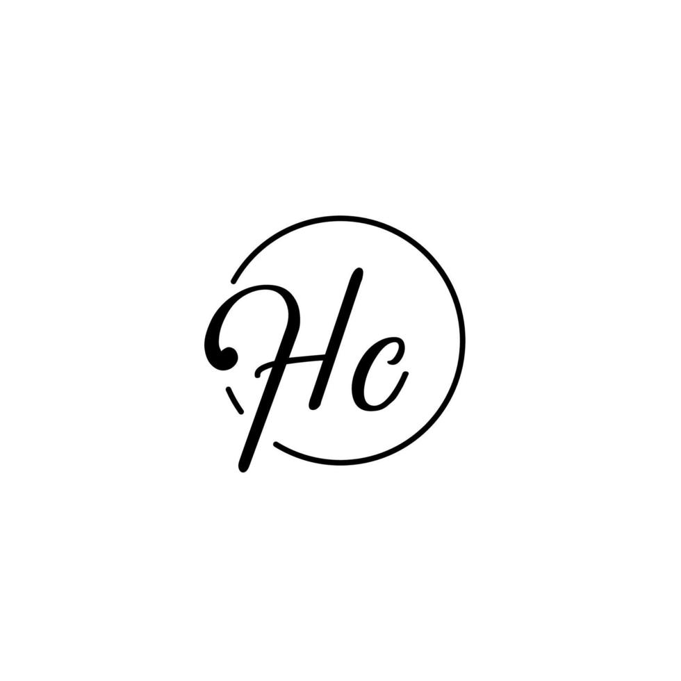 hc-Kreis-Anfangslogo am besten für Schönheit und Mode in mutigem femininem Konzept vektor