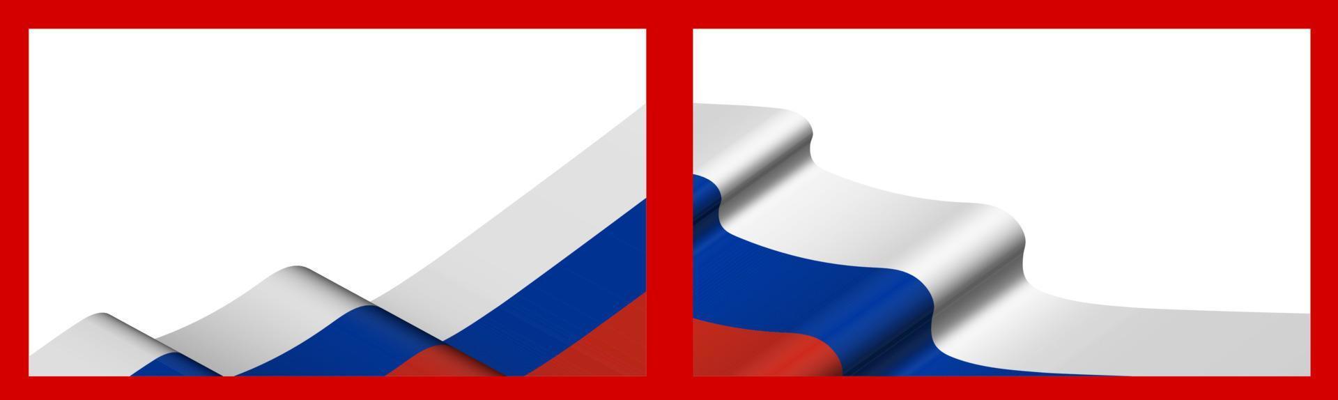 Hintergrund, Vorlage für festliches Design. Russische Flagge weht im Wind. realistischer Vektor auf rotem Hintergrund