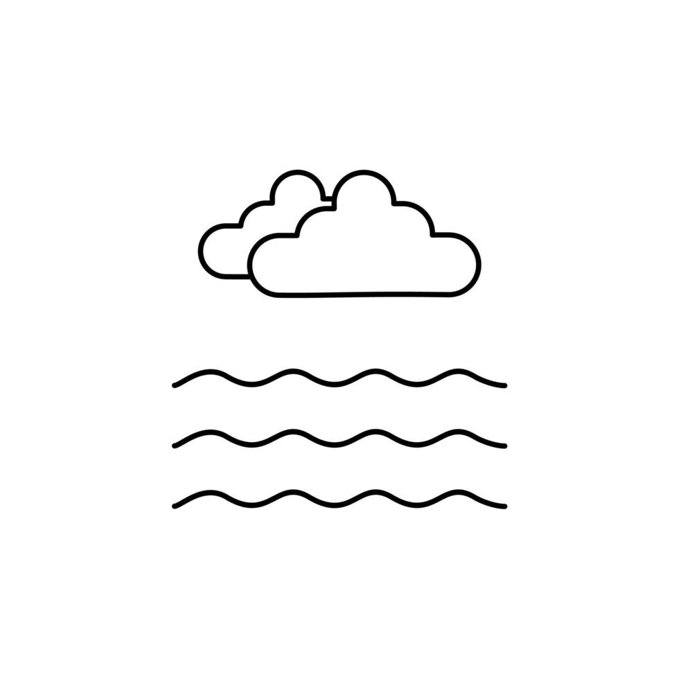 hav, vatten, flod, hav tunn linje ikon vektor illustration logotyp mall. lämplig för många ändamål.
