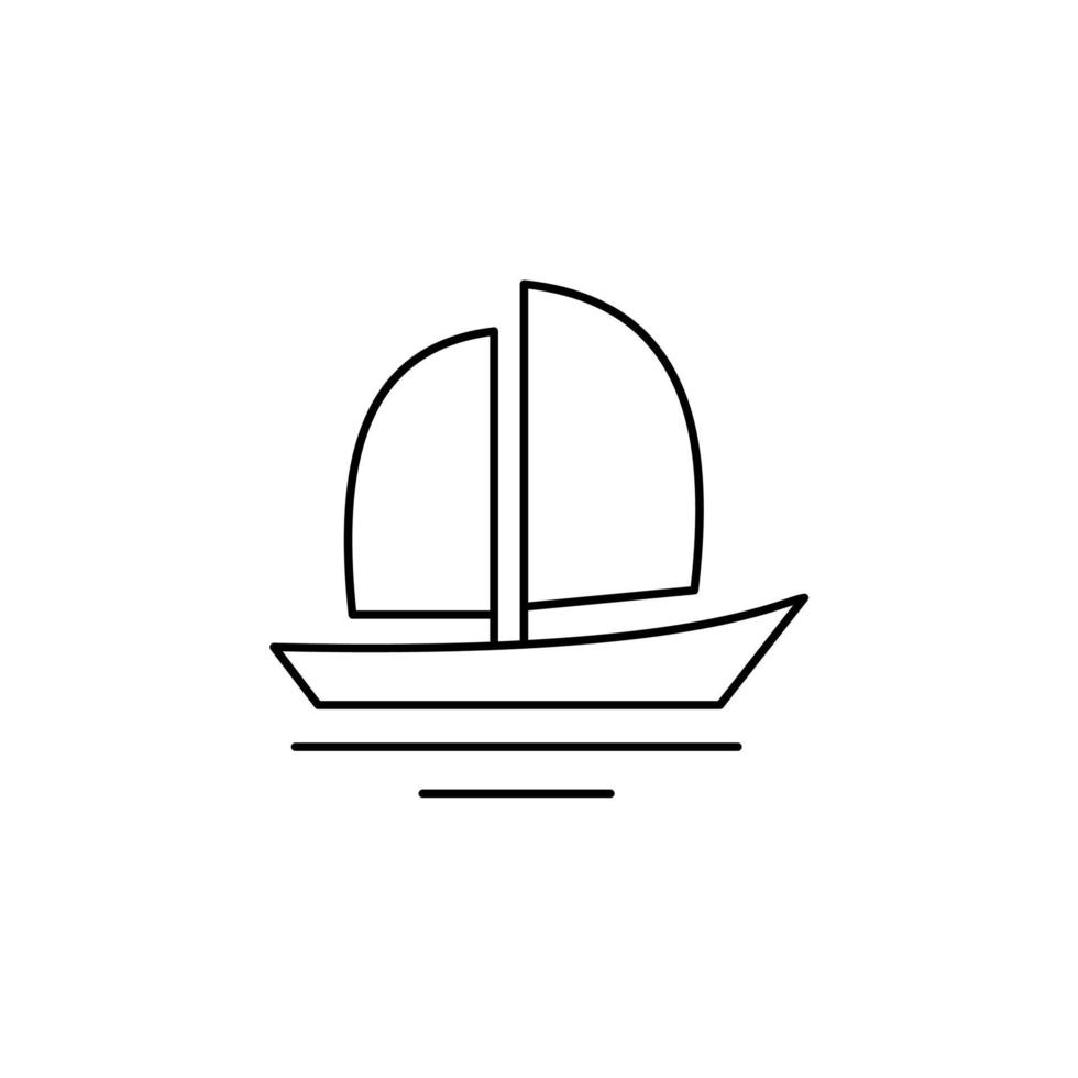 fartyg, båt, segelbåt tunn linje ikon vektor illustration logotyp mall. lämplig för många ändamål.