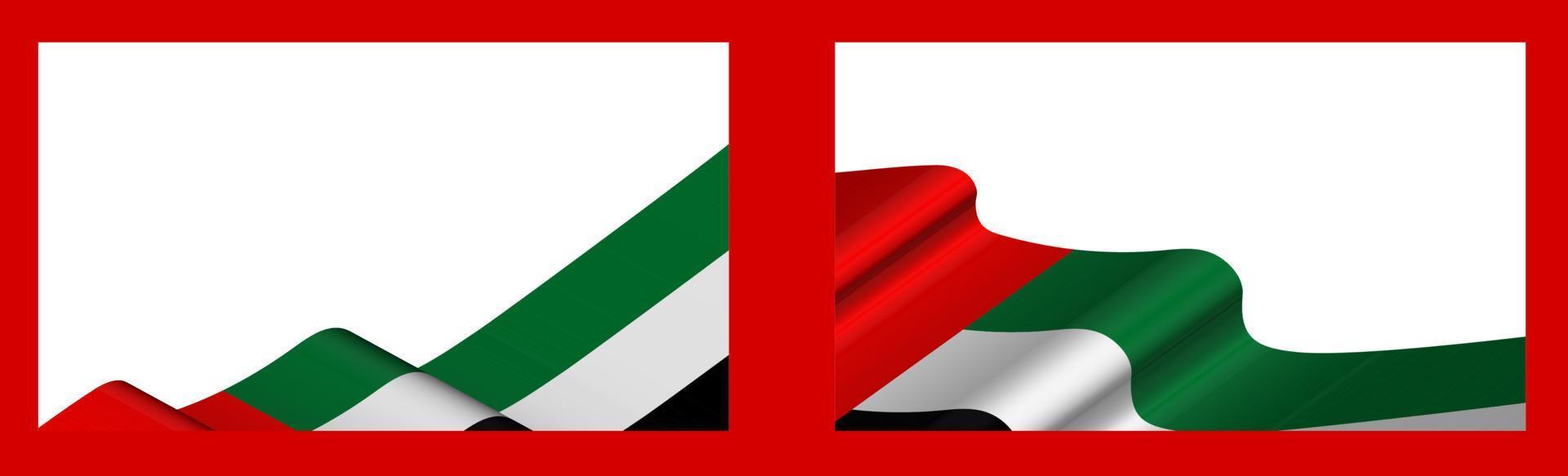 Hintergrund, Vorlage für festliches Design. Die Flagge der arabischen Emirate flattert im Wind. realistischer Vektor auf weißem Hintergrund