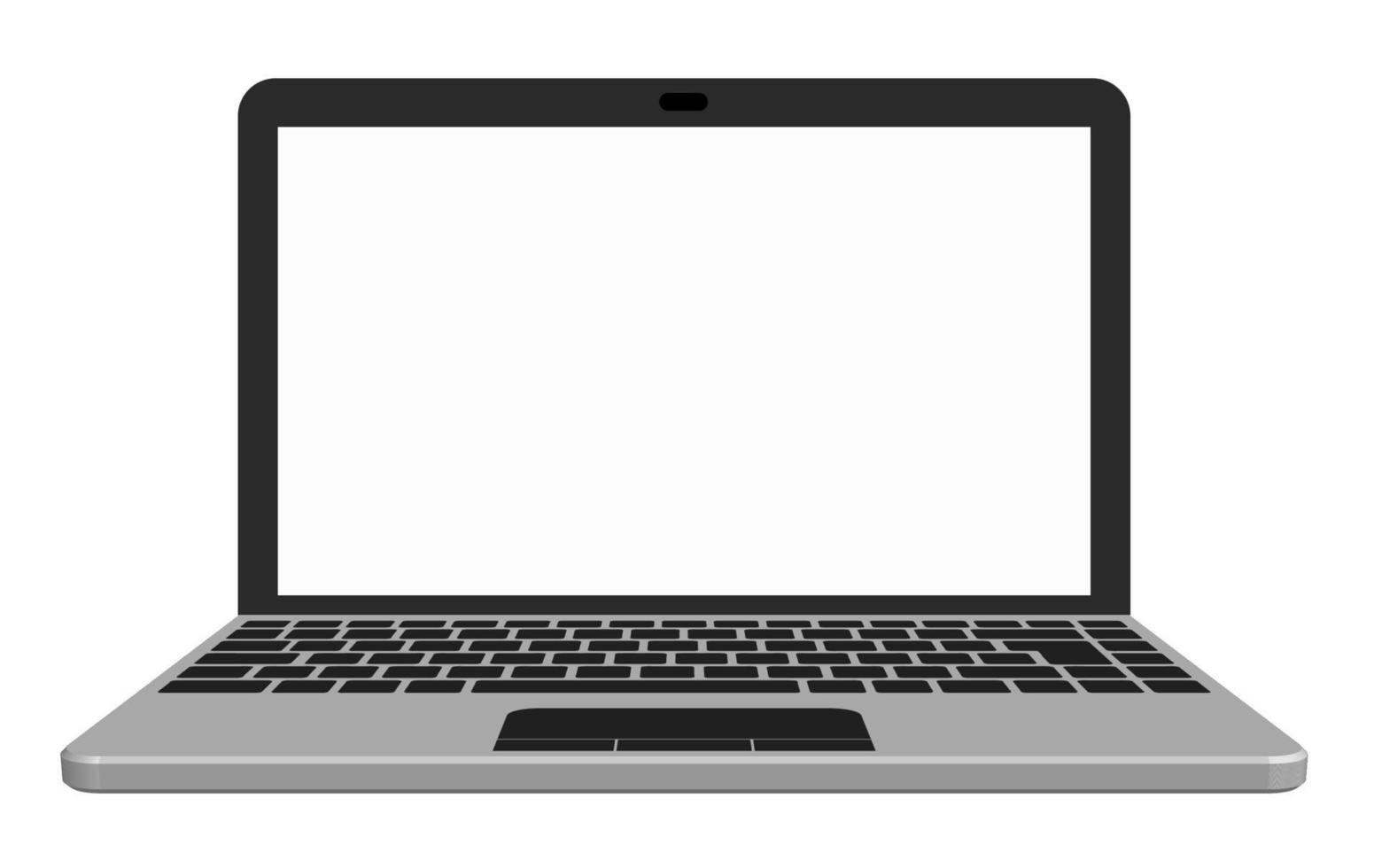 Silberner Laptop mit leerem Bildschirm. Schablone. isometrischer Vektor auf weißem Hintergrund