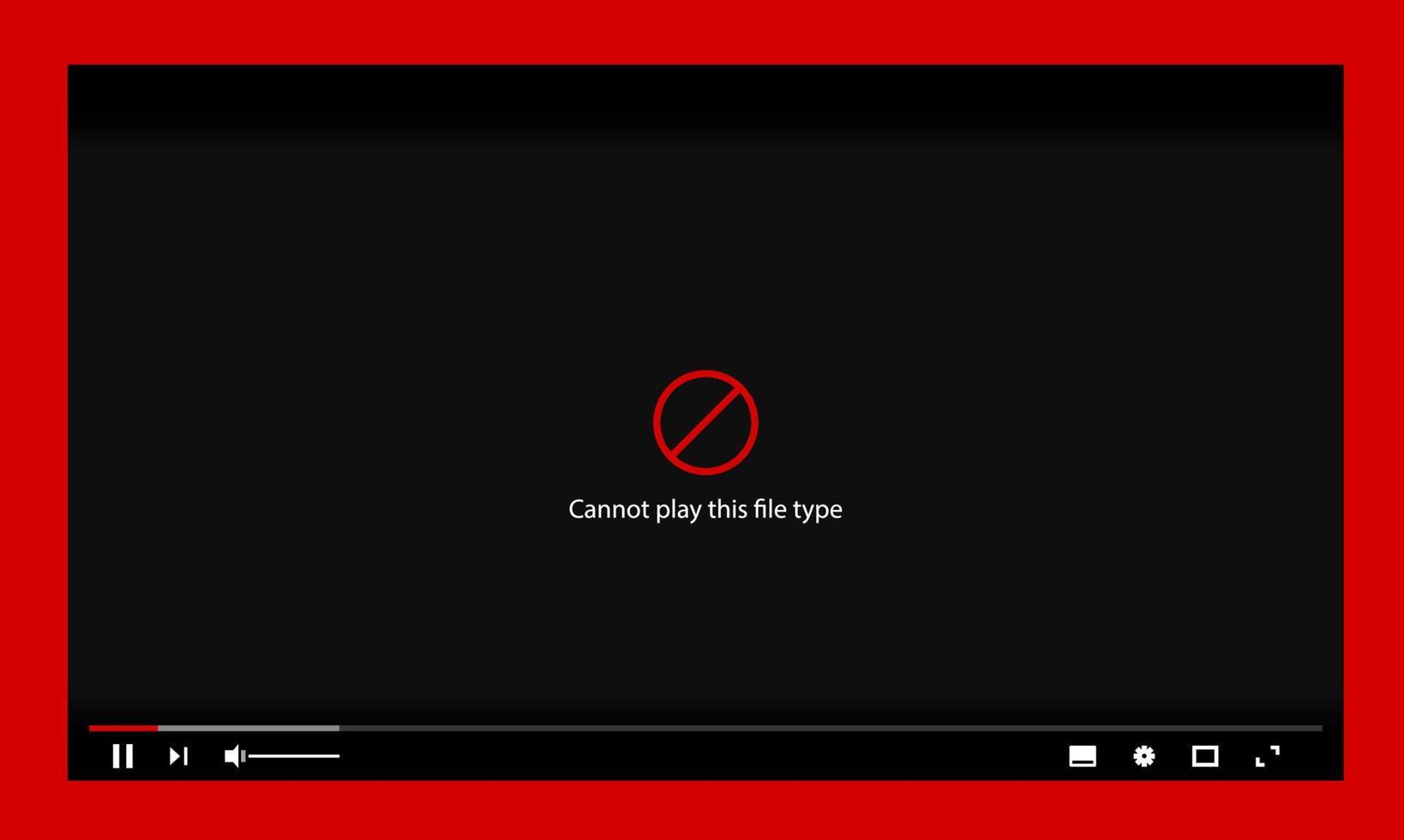 mediaspelares skärmmall med filuppspelningsfel. titta på film online. vektor