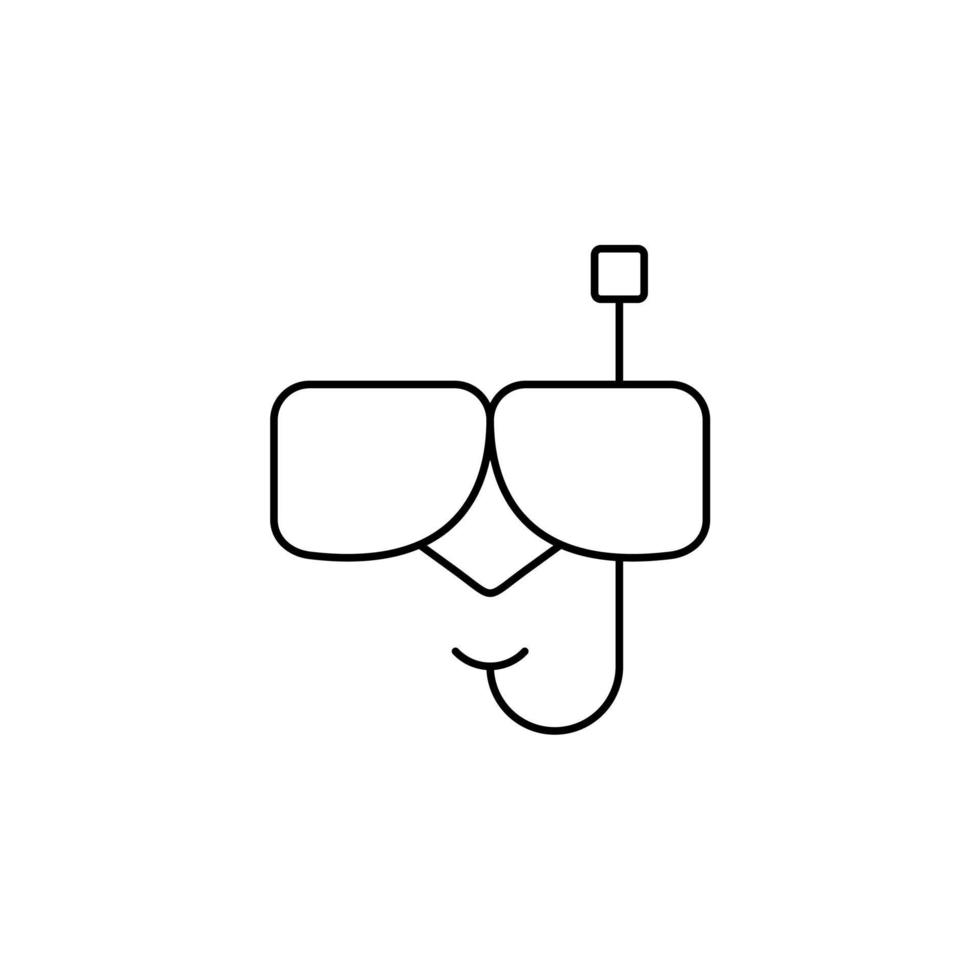 Tauchmaske, Schnorchel, Badebekleidung, Schnorcheln, Taucher dünne Linie Symbol Vektor Illustration Logo Vorlage. für viele Zwecke geeignet.