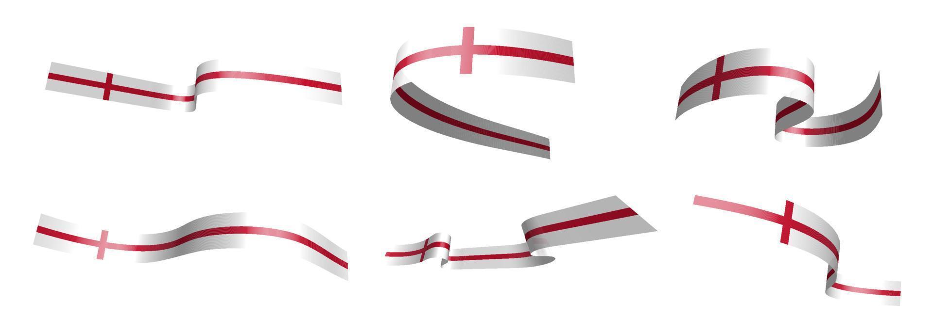 satz feiertagsbänder. englische Flagge weht im Wind. Trennung in untere und obere Schicht. Gestaltungselement. Vektor auf weißem Hintergrund