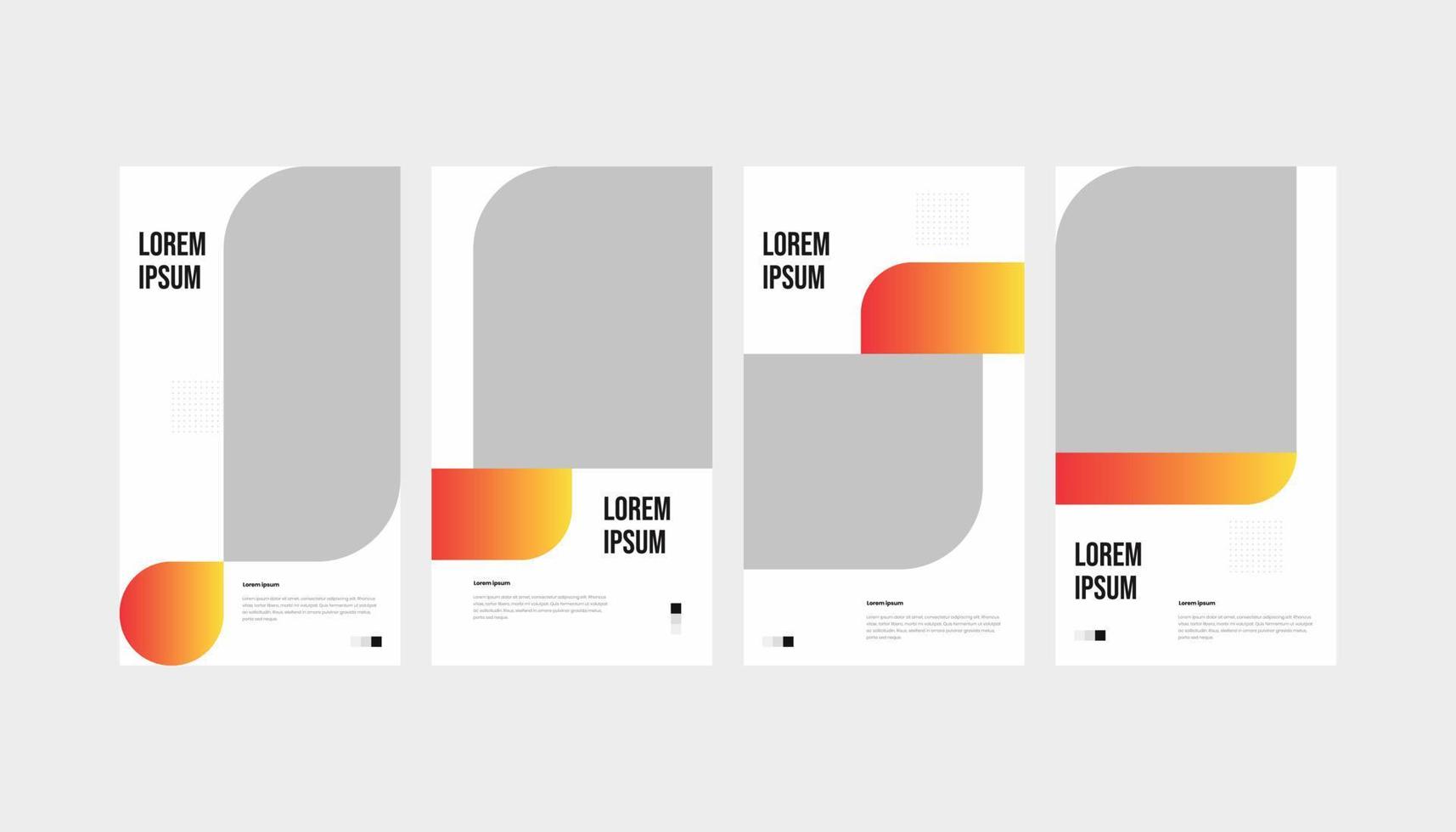 uppsättning av gradient orange vit minimal roll up standee banner och social media story mall vektor