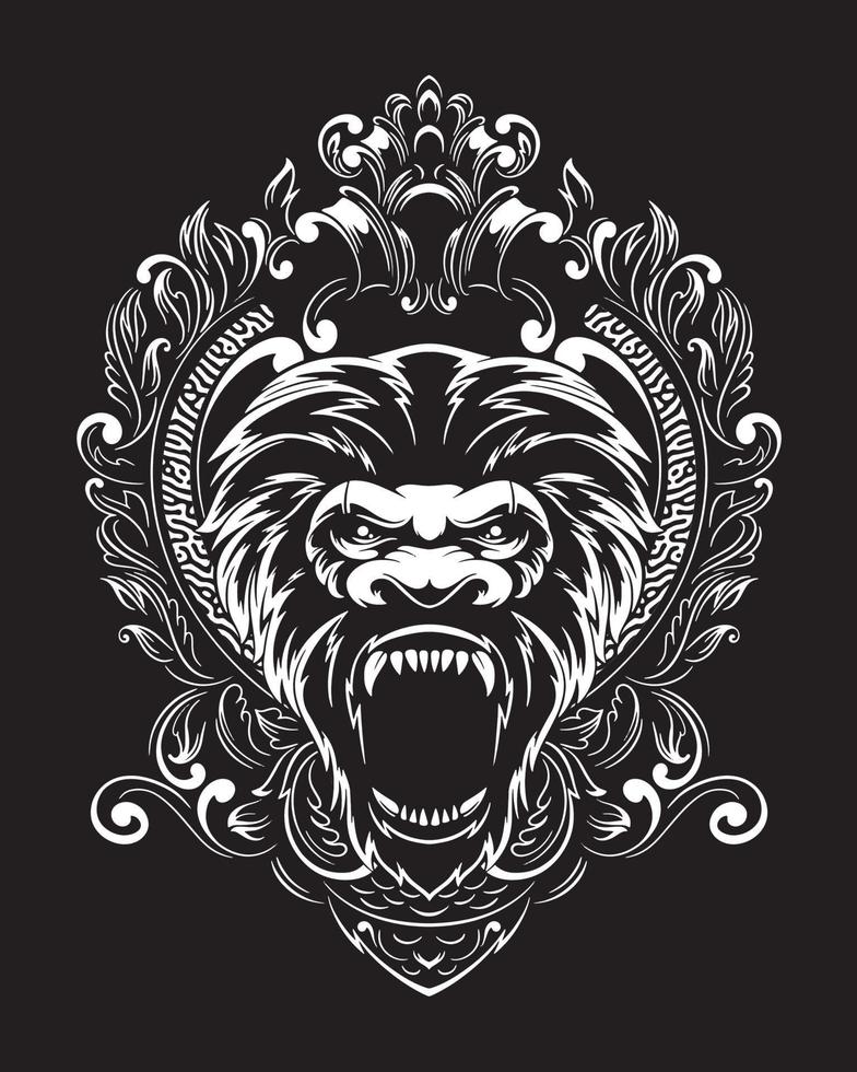 kong konstverk illustration och t-shirt design premium vektor