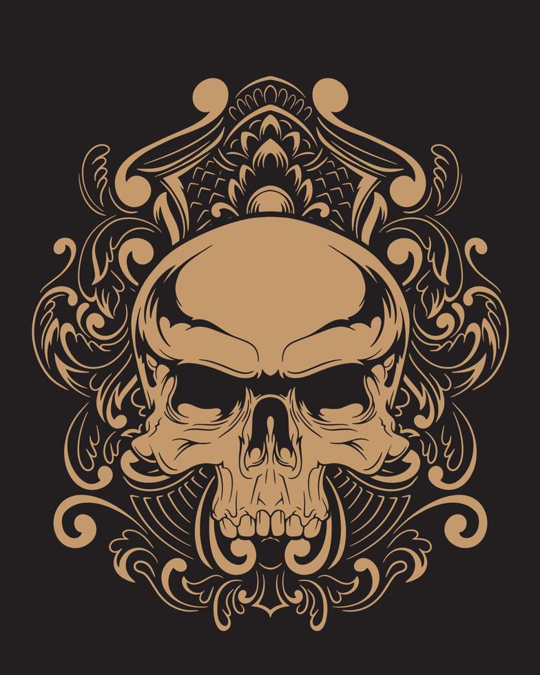 Totenkopf-Grafikillustration und T-Shirt-Design-Premium-Vektor vektor