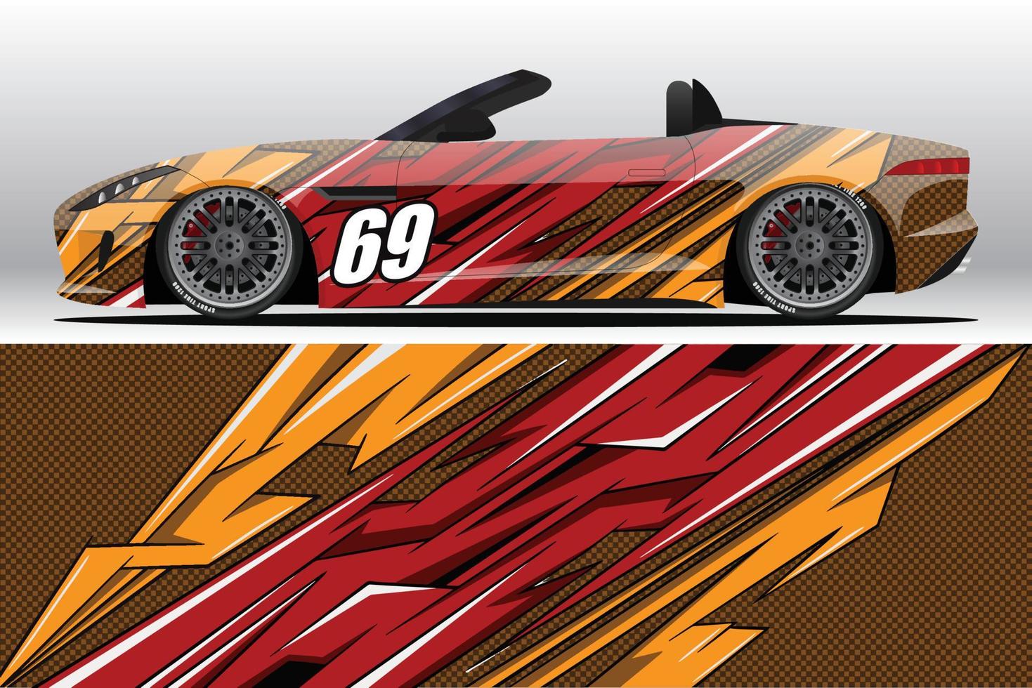 abstraktes Rennwagen-Wrap-Aufkleber-Design und sportlicher Hintergrund für den täglichen Gebrauch Rennlackierung oder Auto-Vinyl-Aufkleber vektor