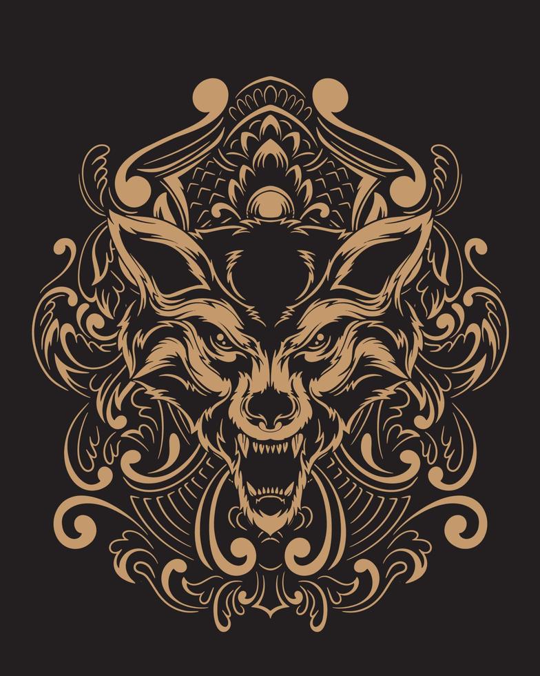 wolf konstverk illustration och t-shirt design premium vektor