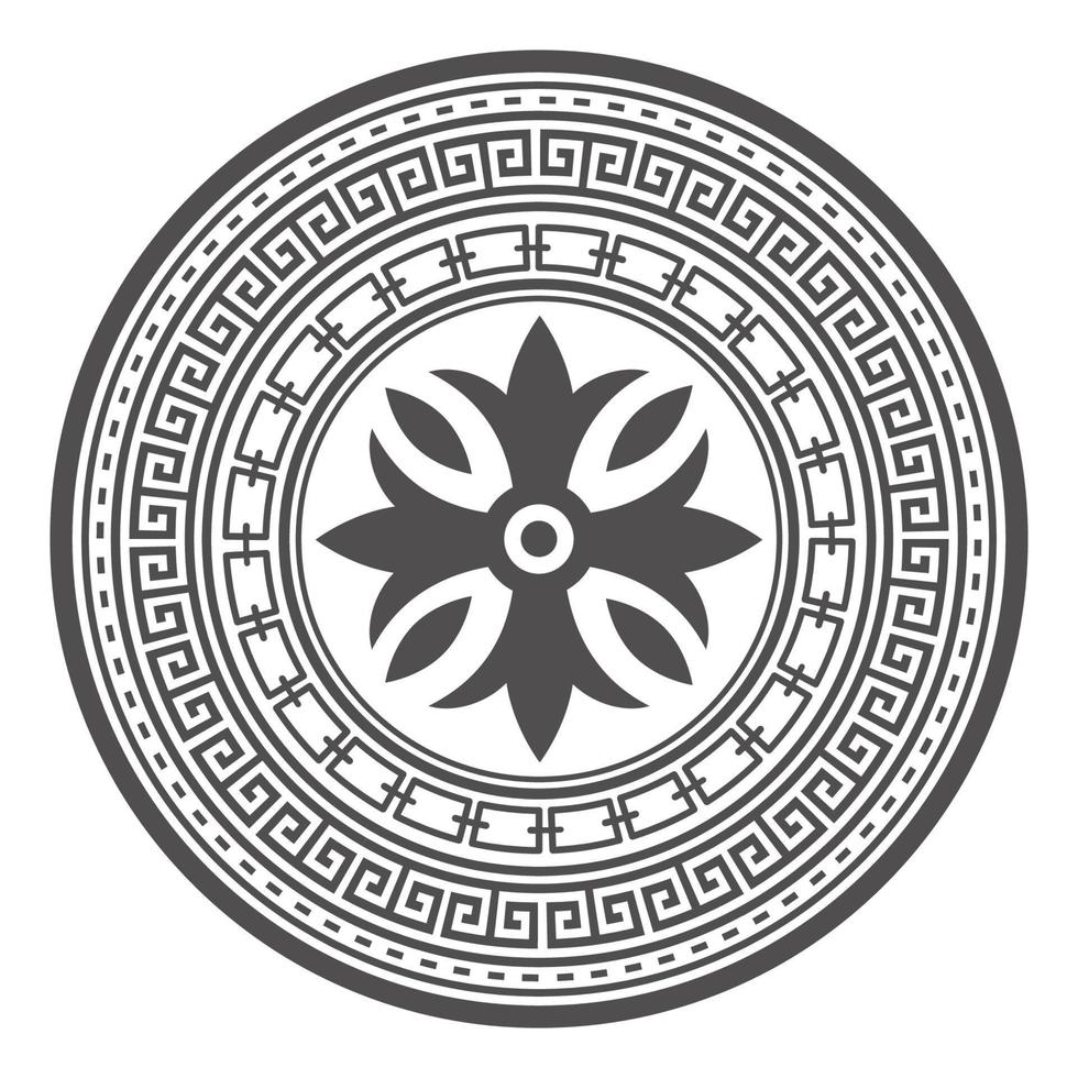 runda slingrande gränser. cirkel grekisk mandala design. dekoration element mönster. vektor illustration isolerad på vit bakgrund