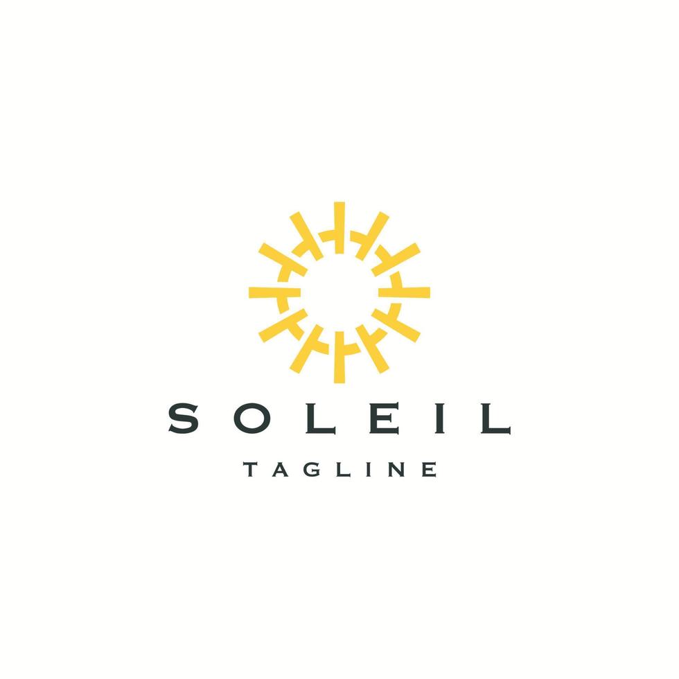 Sonne-Logo-Icon-Design-Vorlage flacher Vektor