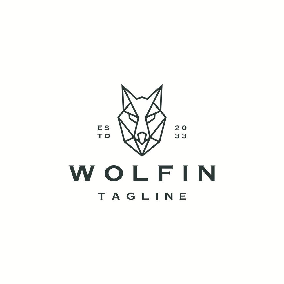 Flacher Vektor der Designvorlage für Wolfskopf-Tier-Logo-Icons