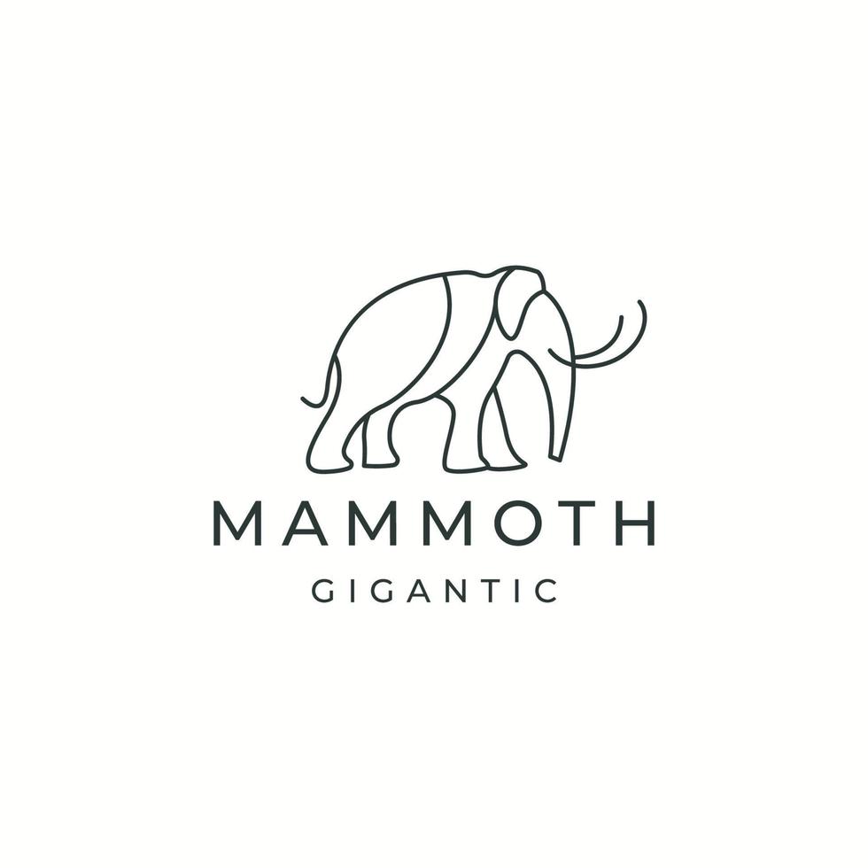 mammut med linje stil logotyp ikon designmall platt vektor
