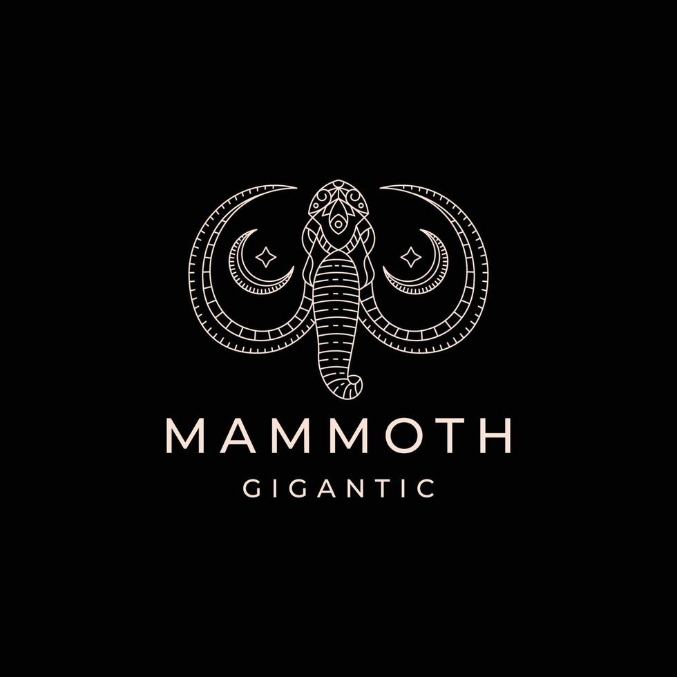 mammut med linje stil logotyp ikon designmall platt vektor