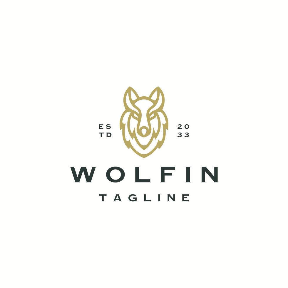 Flacher Vektor der Designvorlage für Wolfskopf-Tier-Logo-Icons