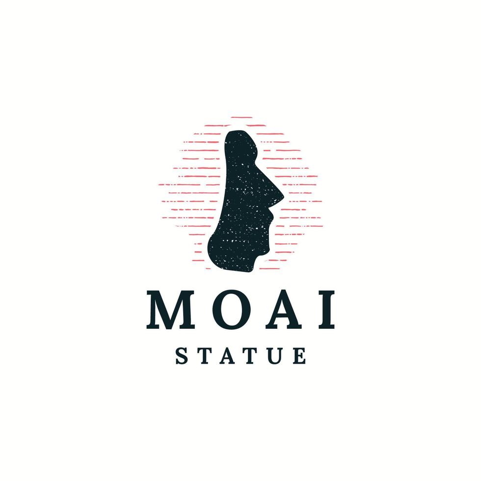 moai monolit staty i påskön logotyp ikon designmall platt vektor