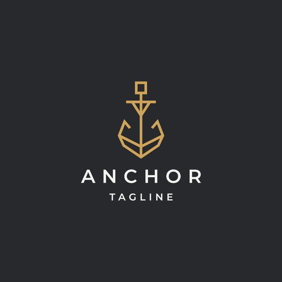 Luxus-Anker-Gold-Logo-Icon-Design-Vorlage flacher Vektor