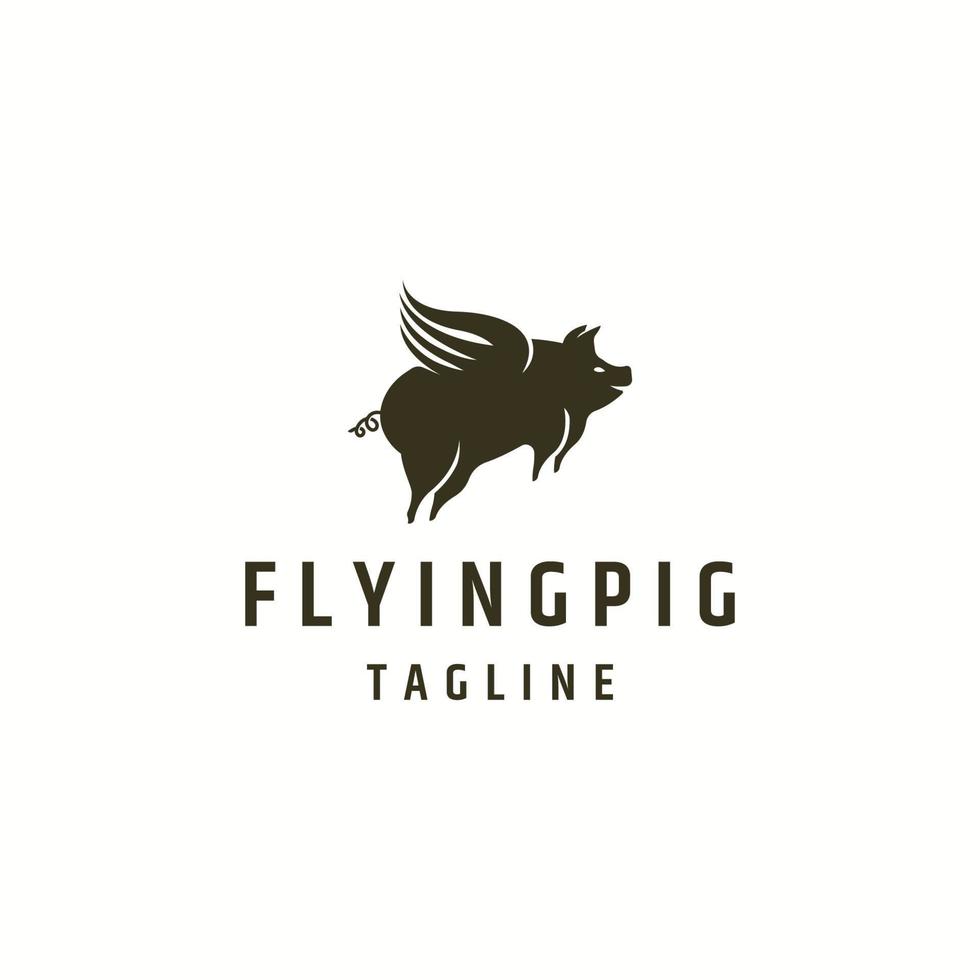 fliegendes Schwein Tier Logo Icon Design Vorlage flacher Vektor