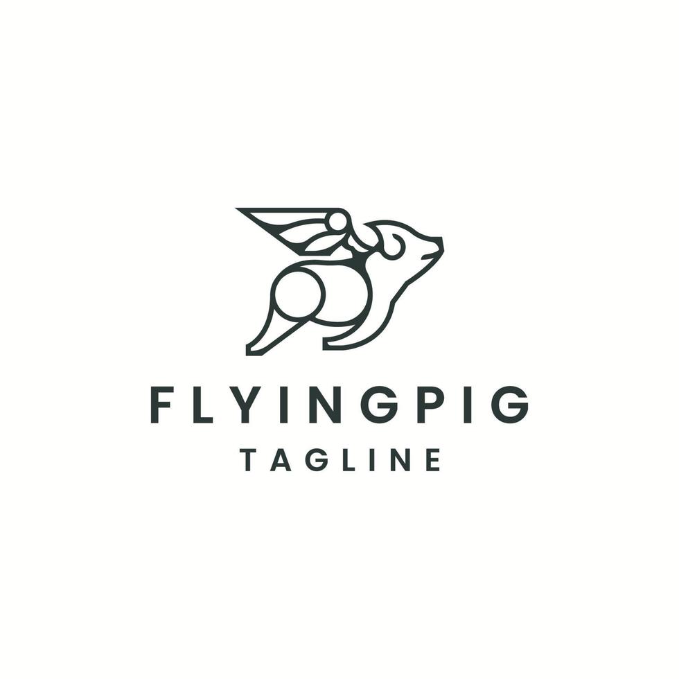 fliegendes Schwein Tier Logo Icon Design Vorlage flacher Vektor