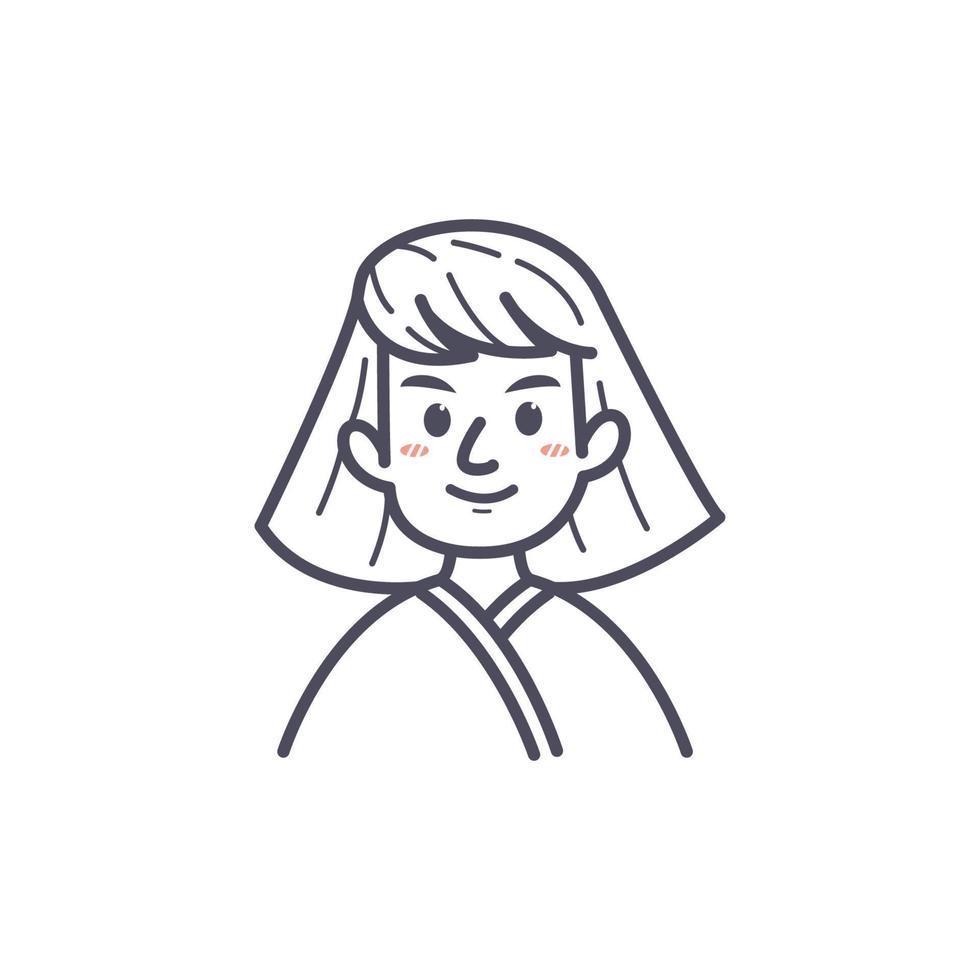 nettes mädchenkindergesicht mit flacher illustration des kurzen haarporträts für profilbild vektor