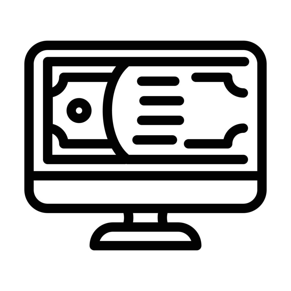 online pengar linje ikon vektor illustration