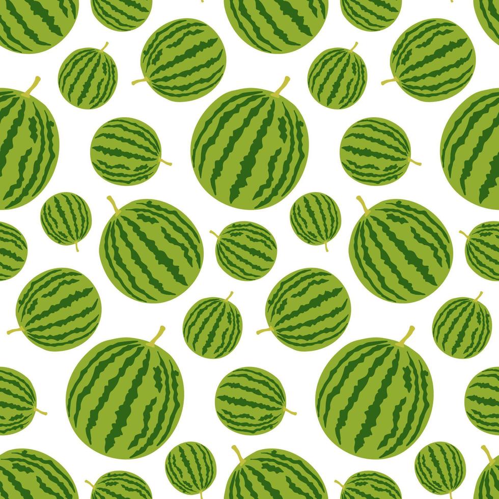 nahtloses Muster mit ganzer Wassermelone. sommerlicher Vektordruck. gestreifte grüne Wassermelone. vektor