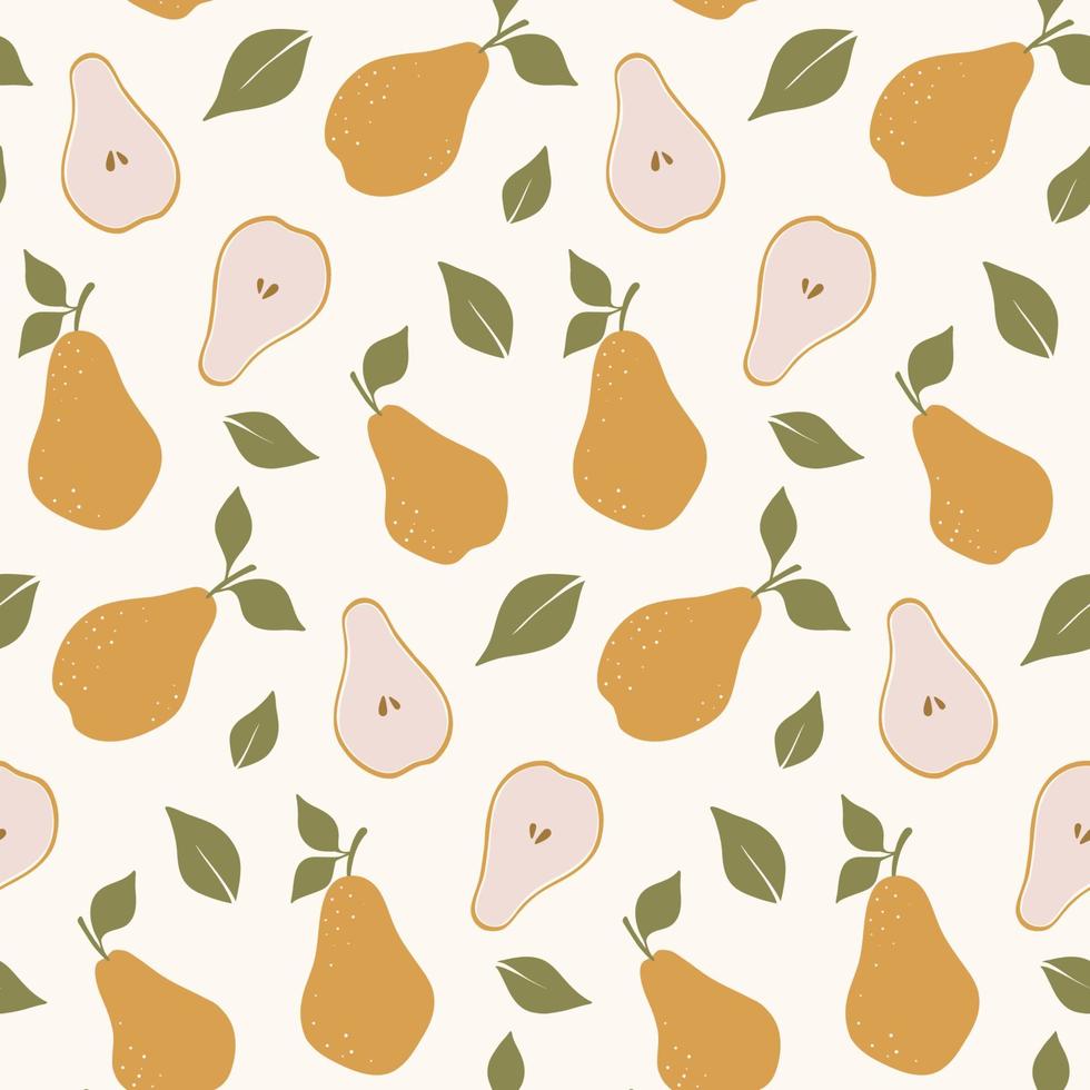 seamless mönster med gula päron. sommar frukt bakgrund. vektor