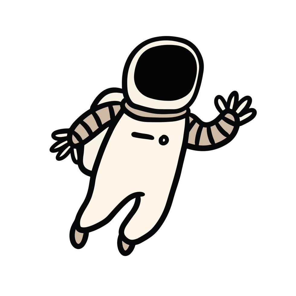 astronaut handritad. enkla och söta illustrationer i vektordesign vektor