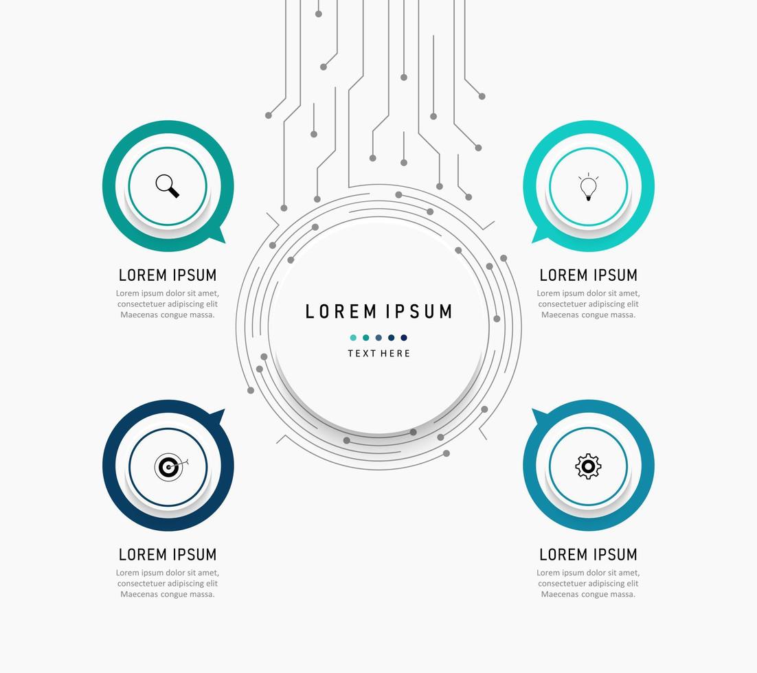 vektor infographic etikett designmall med ikoner och 4 alternativ eller steg. kan användas för processdiagram, presentationer, arbetsflödeslayout, banner, flödesschema, infograf.