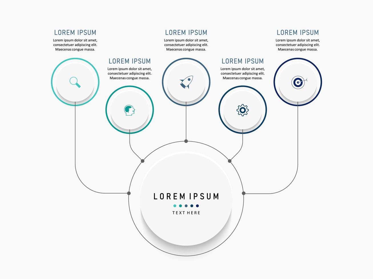 Vektor-Infografik-Etikettendesign-Vorlage mit Symbolen und 5 Optionen oder Schritten. kann für Prozessdiagramme, Präsentationen, Workflow-Layouts, Banner, Flussdiagramme und Infografiken verwendet werden. vektor