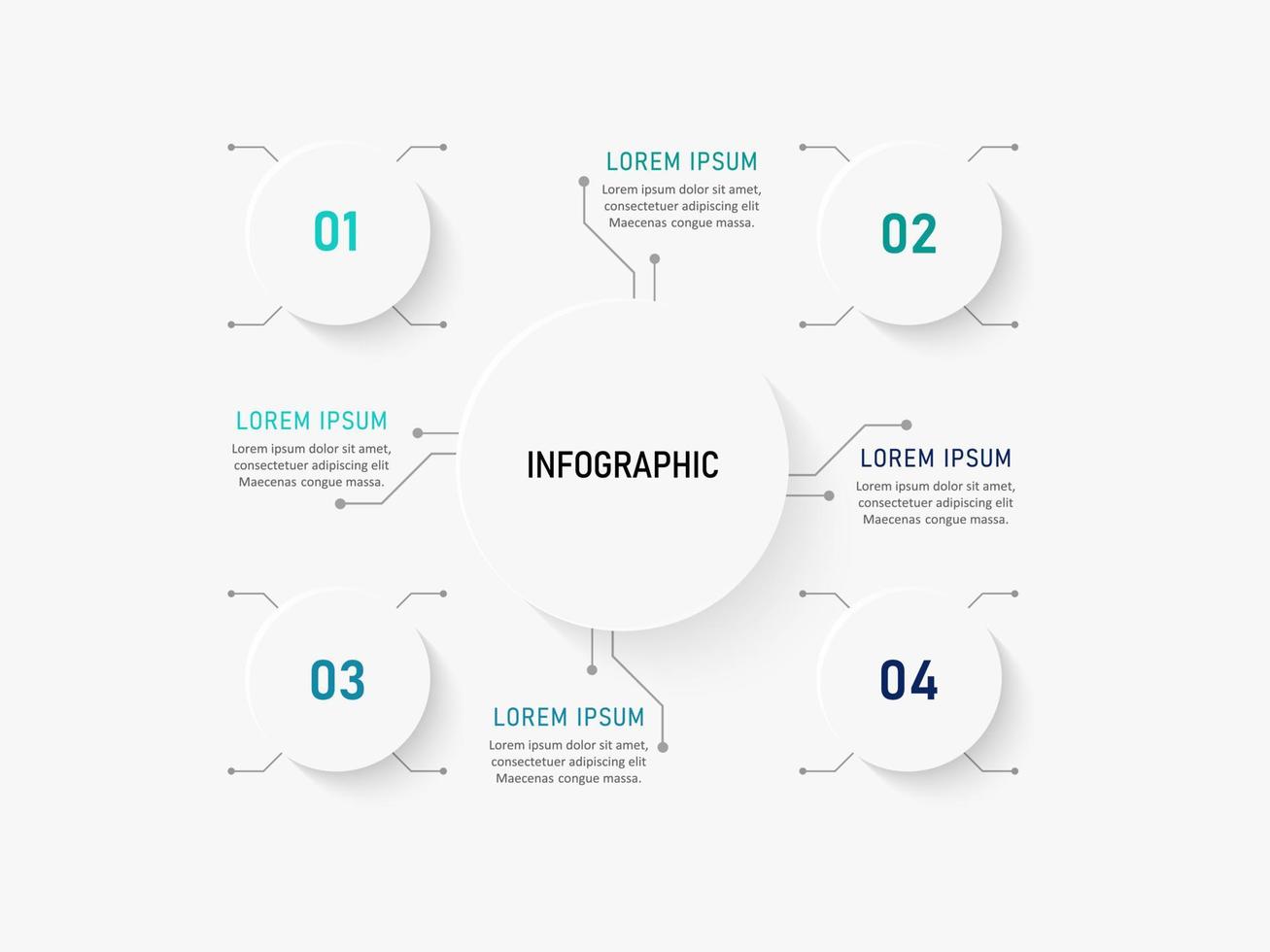 Vektor-Infografik-Etikettendesign-Vorlage mit Symbolen und 4 Optionen oder Schritten. kann für Prozessdiagramme, Präsentationen, Workflow-Layouts, Banner, Flussdiagramme und Infografiken verwendet werden. vektor