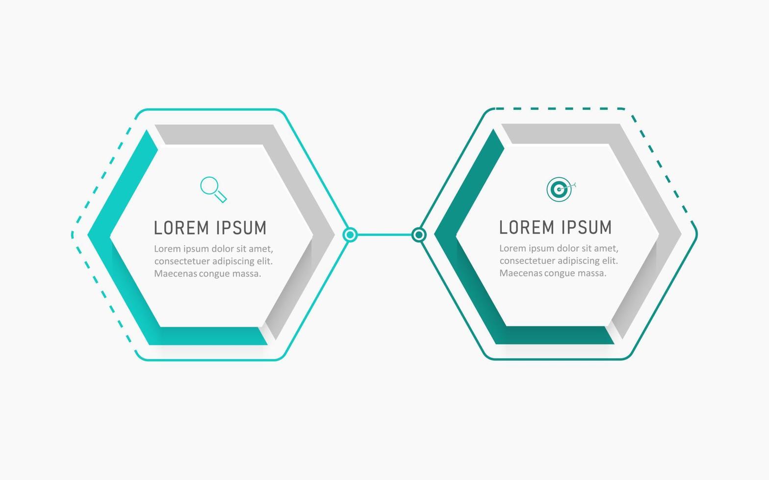 Vektor-Infografik-Etikettendesign-Vorlage mit Symbolen und 2 Optionen oder Schritten. kann für Prozessdiagramme, Präsentationen, Workflow-Layouts, Banner, Flussdiagramme und Infografiken verwendet werden. vektor