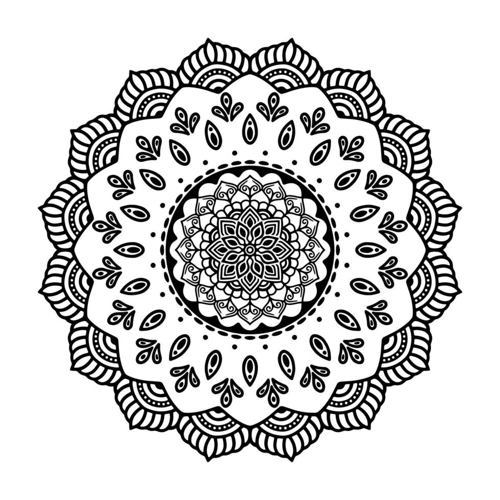 svart mandala för design. mandala cirkulärt mönsterdesign för henna, mehndi, tatuering, dekoration. dekorativ prydnad i etnisk orientalisk stil. målarbok sida. vektor