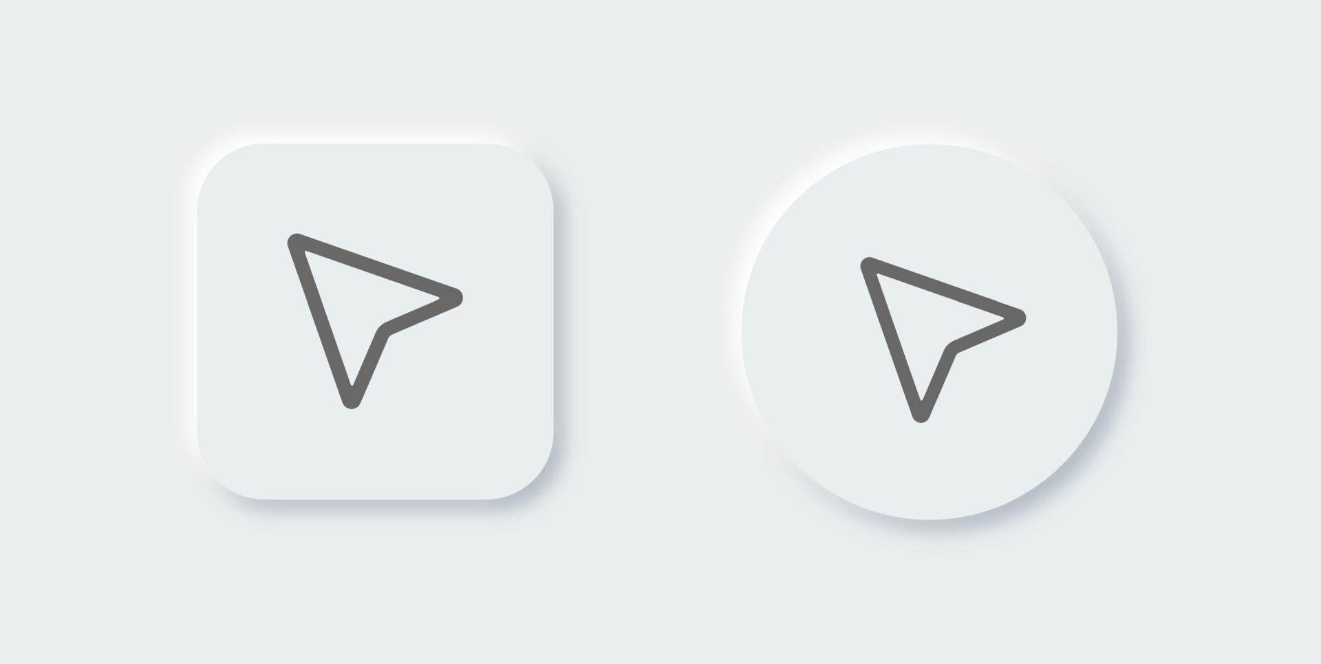 Computercursor oder Zeigerumrisssymbol im neomorphen Designstil. Pfeilzeigersymbol für Apps oder Website. vektor
