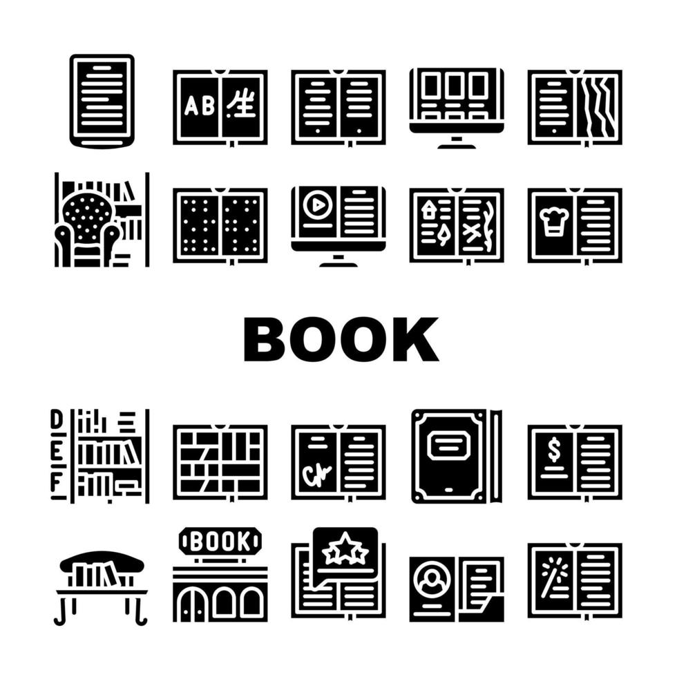 Buchbibliothek Shop-Sammlung Symbole Set Vektor
