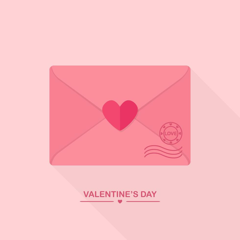 kuvert med kärleksmeddelande, stängt brev med hjärta. glad alla hjärtans dag. vektor design