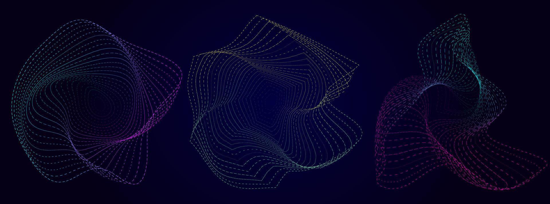 abstrakt vektor dynamiska kaotiska gradient mesh former. futuristiska designelement set. vektor illustration