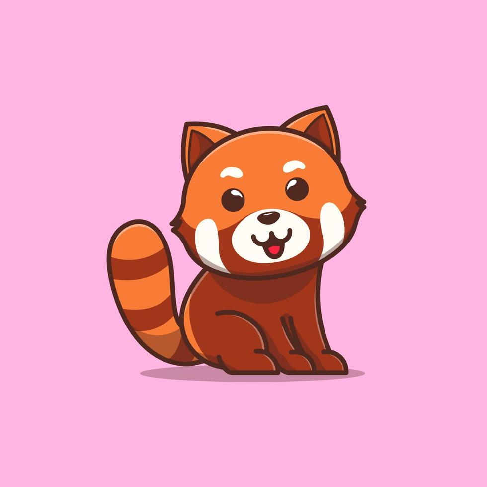 baby röd panda tecknad ikon illustration vektor
