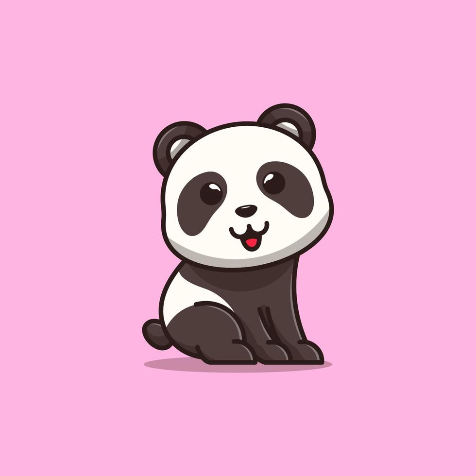 baby panda tecknad ikon illustration vektor