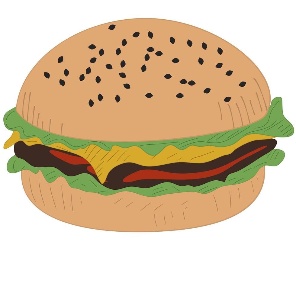Hamburger lokalisiert auf weißem Hintergrund vektor